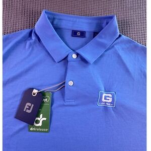 FootJoy Lisle Dri-Release XL Golf Polo Shirt Blue Performance Rugby‎ LOGO NEW